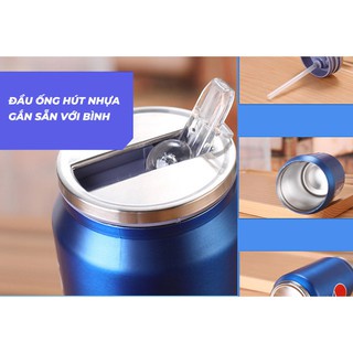 Bình giữ nhiệt hình lon coca Inox 304 có ống hút tiện lợi thuận tiện new 2021