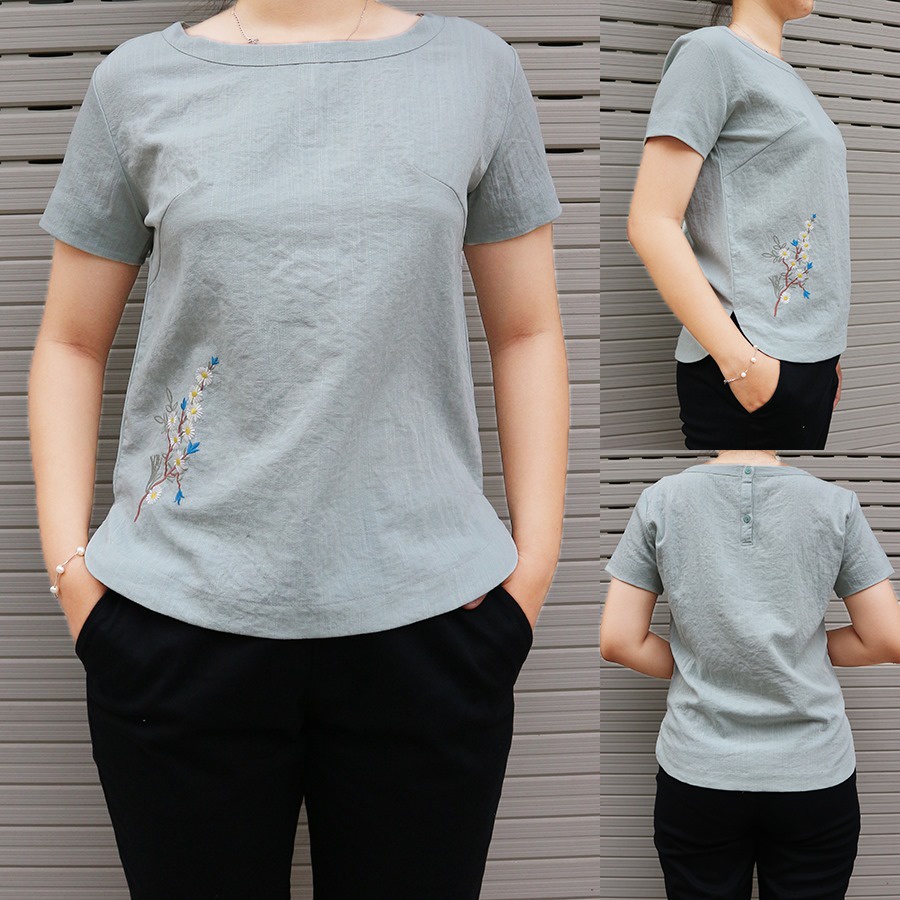 ÁO THUN NỮ TAY NGẮN, THÊU ĐẸP VẢI LINEN CAO CẤP ĐẸP