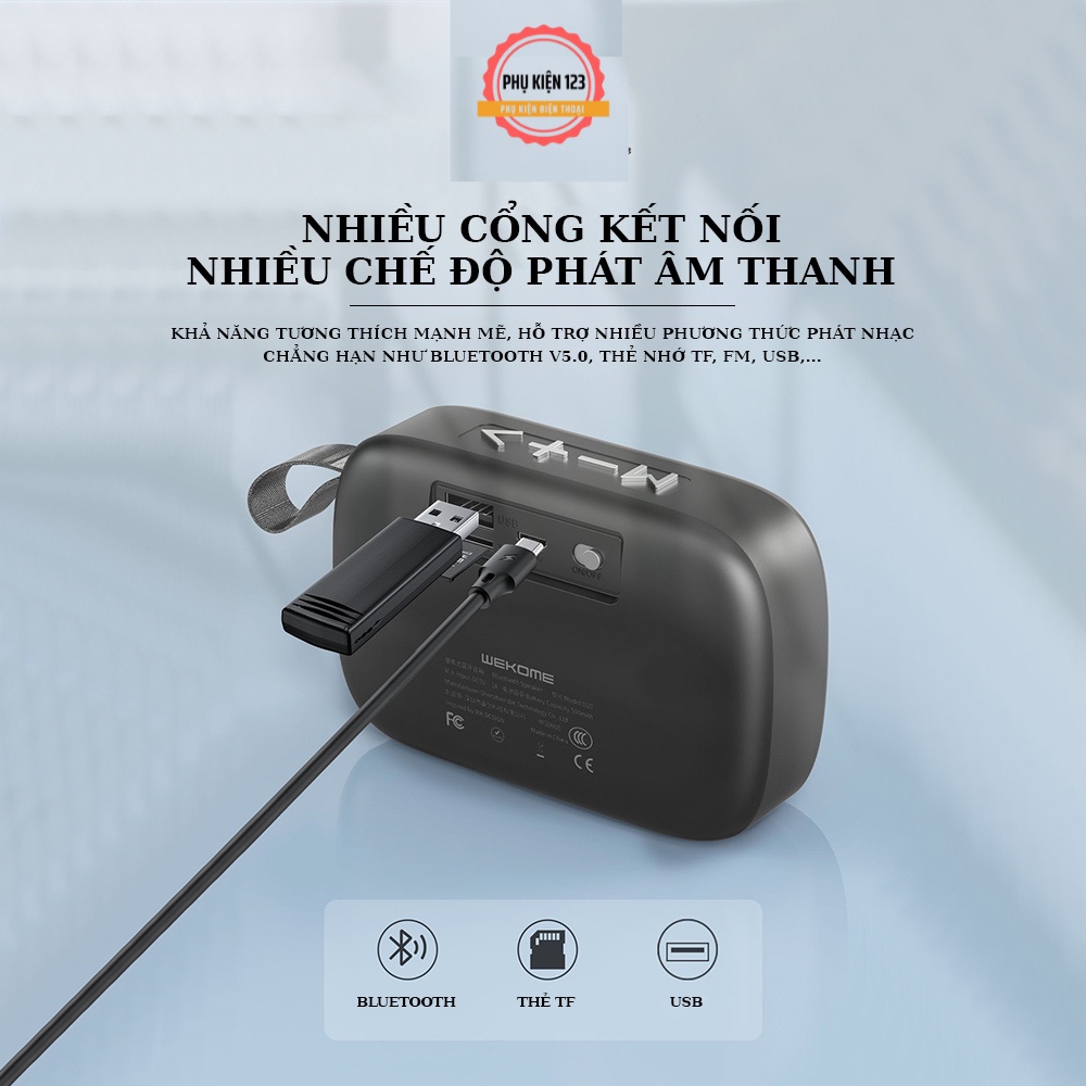 Loa Bluetooth không dây cầm tay Wekome D20 USB V5.0 kiểu dáng thời trang