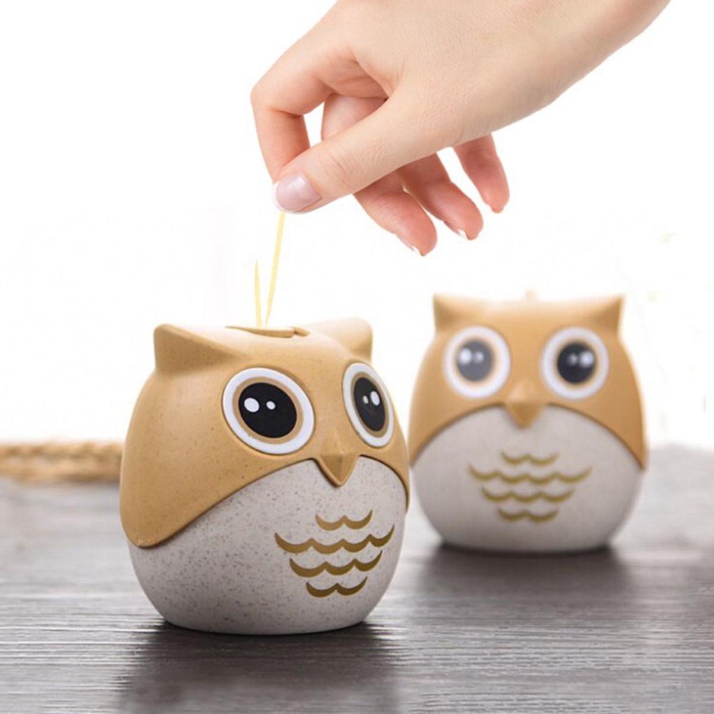 AUGUSTINA Lọ Đựng Tăm Xỉa Răng Hình Chim Cú Dễ Thương
