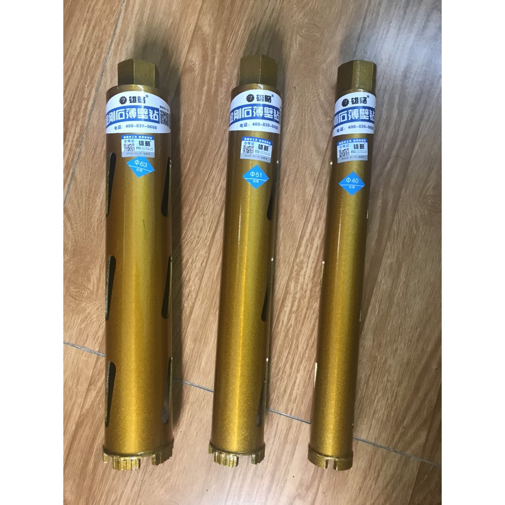 Mũi khoan rút lõi betong 40mm,51mm, 63mm - Mũi khô kèm theo 1 chân chuyển đổi khoan