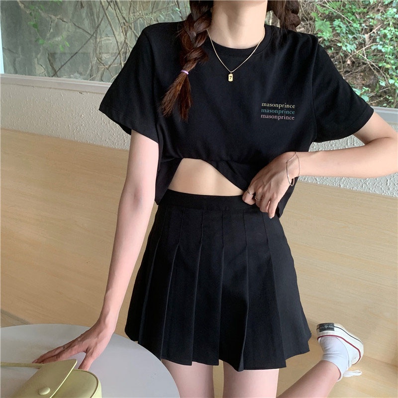 Áo croptop nữ tay ngắn cổ tròn vải thun cotton kiểu hàn quốc CR032 Miucho in hình hoạ tiết | BigBuy360 - bigbuy360.vn