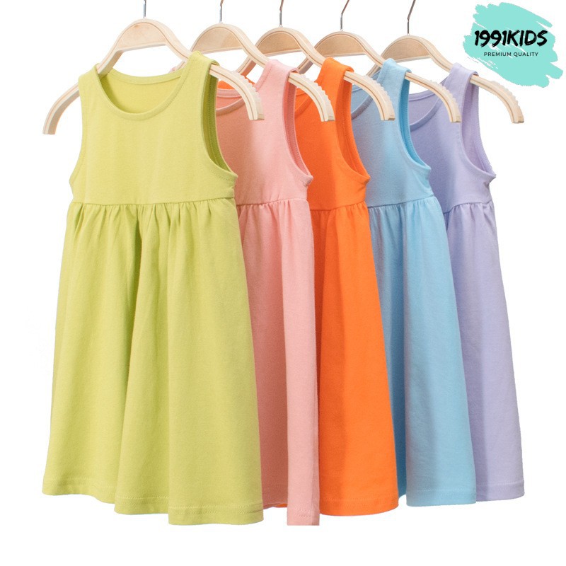 Váy bé gái đầm sát nách 27HOME cho bé chất liệu cotton thoáng mát hàng xuất Âu Mỹ