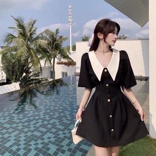 Đầm đen phối cổ peter trắng (có Bigsize)