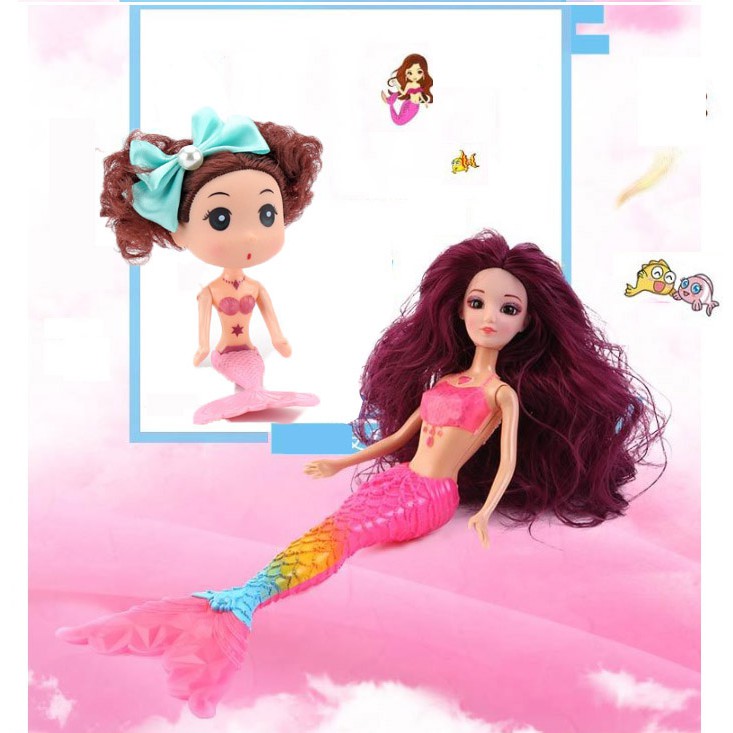 [Mã LIFE0503TOYS giảm 10% đơn 0Đ] Búp Bê Nàng Tiên Cá 3D Phát Sáng + Tặng Tiên Cá Nhỏ Xinh Xắn (Hồng)