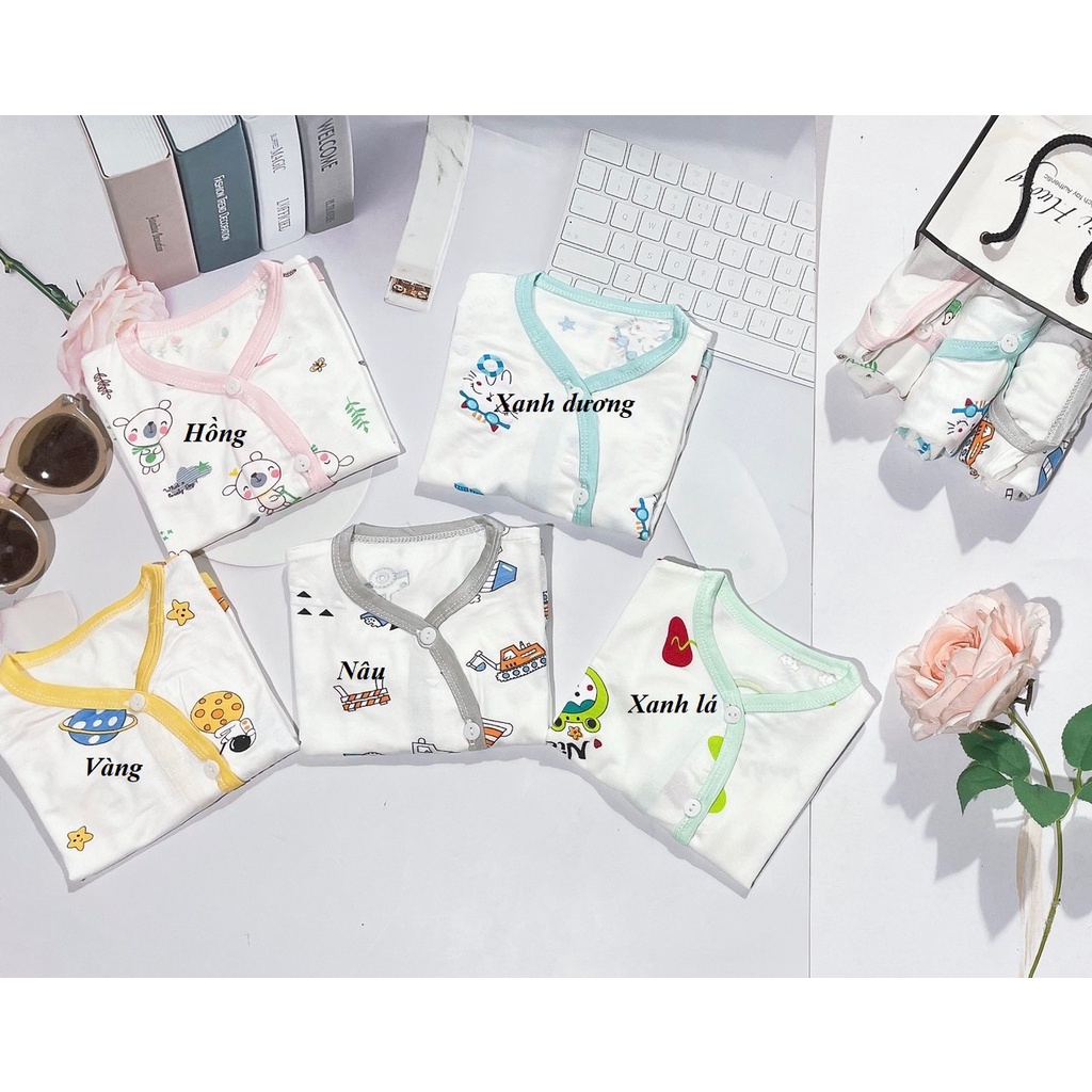 Áo dài tay sơ sinh sợi Petit - size từ 0 - 9 tháng - TẶNG KÈM VÒNG DÂU TẰM
