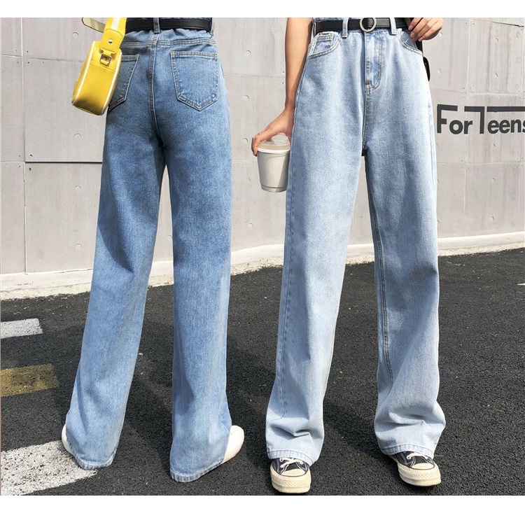 SUXI Quần Jeans Nữ Lưng Cao Ống Rộng Thời Trang Hàn Quốc