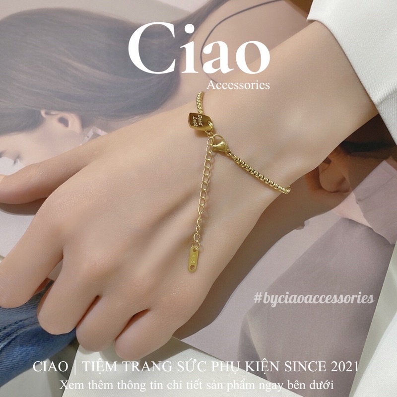 [HOẢ TỐC 1H] Vòng tay/ Lắc tay titan không gỉ thiết kế charm vuông tinh tế đơn giản Good Luck Ciao
