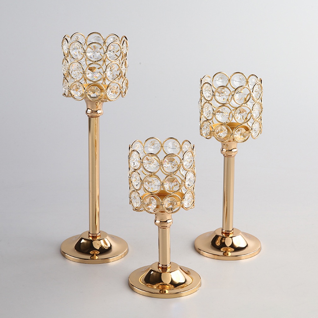 Giá Đỡ Đèn Cầy Bằng Sắt Màu Vàng Pha Lê Sang Trọng Trang Trí Nhà Thờ / Văn Phòng Yoyoyo01