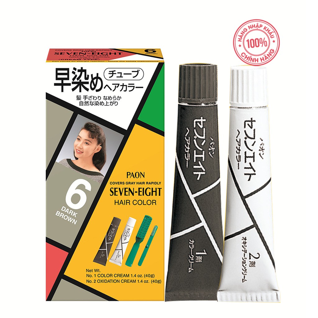 Nhuộm phủ bạc Dưỡng chất cao cấp Paon Seven Eight, Màu Nâu Đậm số 6