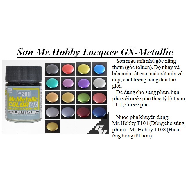 SƠN MÔ HÌNH GUNDAM MRHOBBY GX METAL