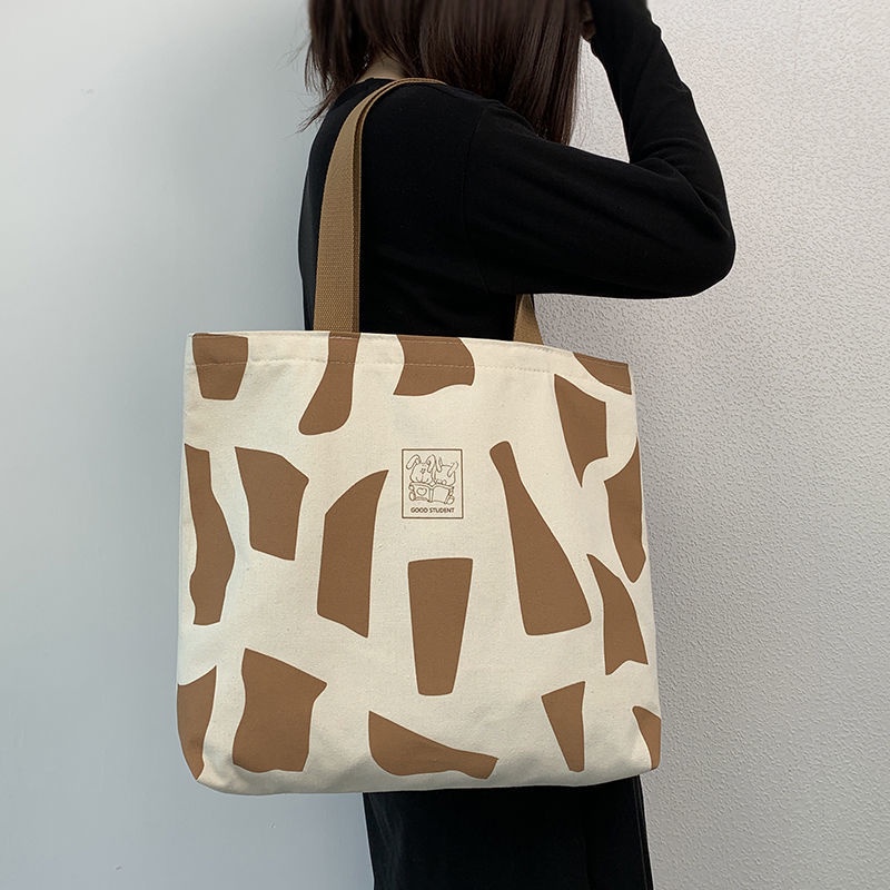 Túi Tote Đeo Chéo Vải Canvas Phong Cách Hàn Quốc Dung Tích Lớn