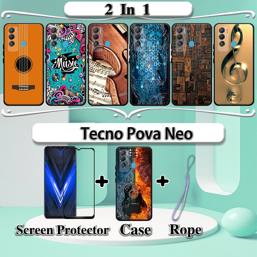 Ốp Lưng Điện Thoại Tecno Pova Neo 2 Trong 1 Với Kính Cường Lực Cong Bảo Vệ Âm Nhạc