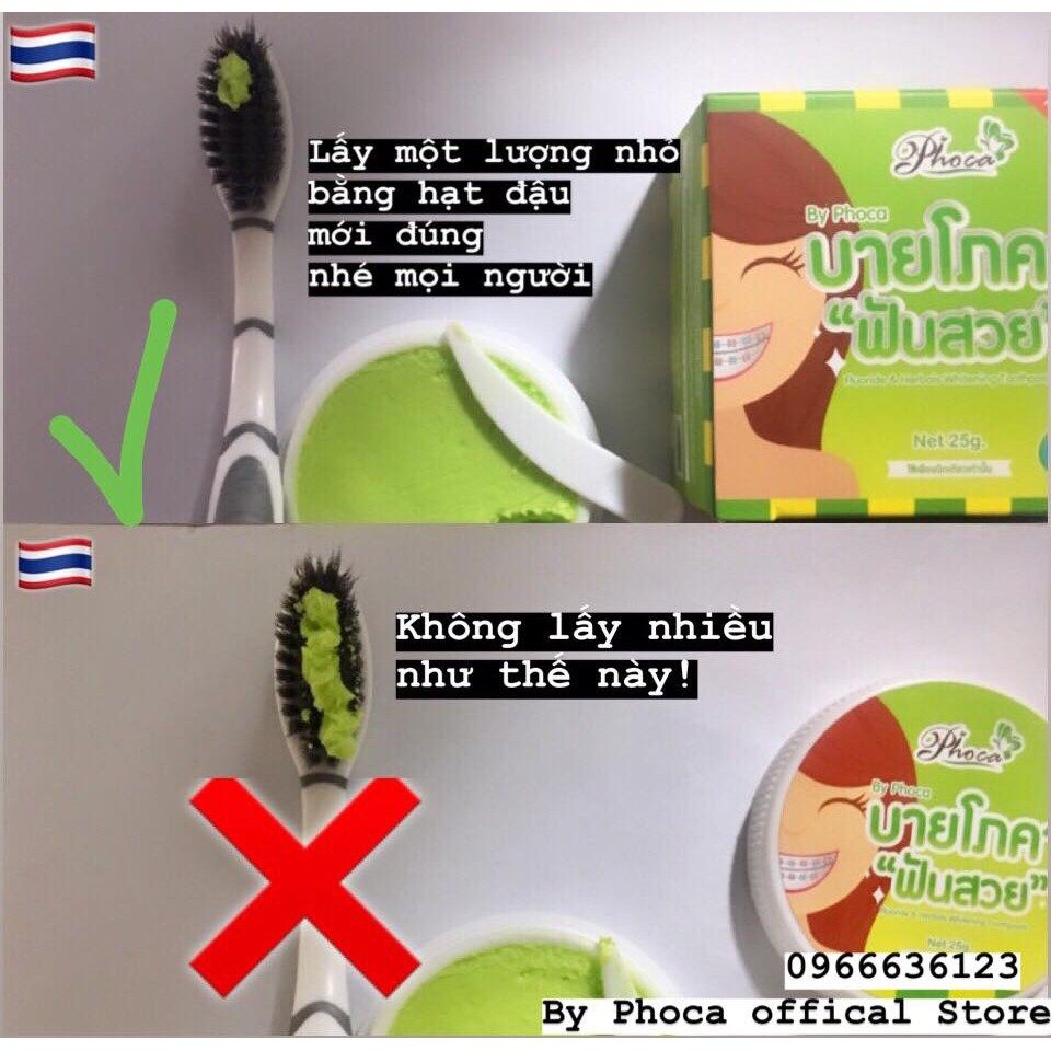 Kem đánh răng By Phoca Thái Lan, combo 10 hộp tặng 2 bàn chải Phoca, kem đánh răng cho người niềng răng 25gr