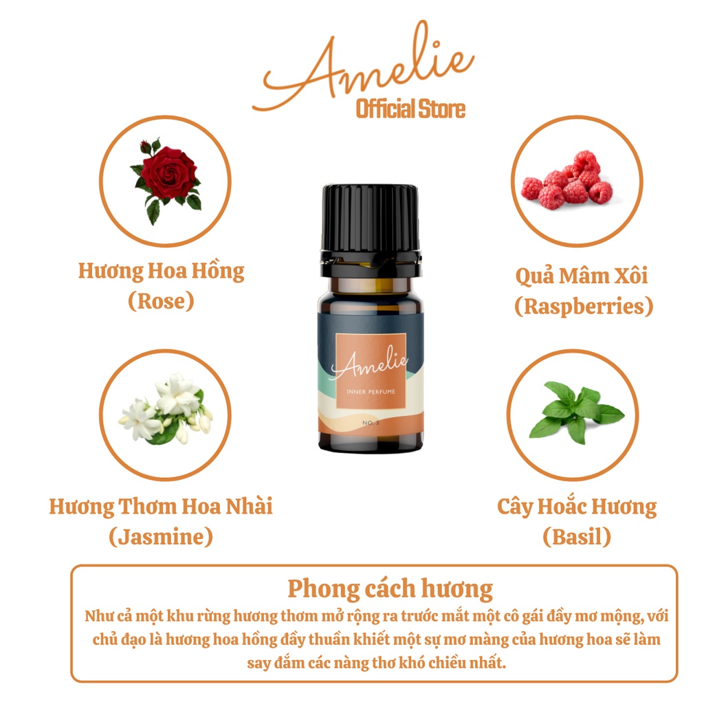 Nước Hoa Vùng Kín Cho Nữ Amelie 5ml - 8 Mùi Hương Quyến Rũ, Ngọt Ngào - Chiết Xuất Thiên Nhiên Thoải Mái Chọn Lựa