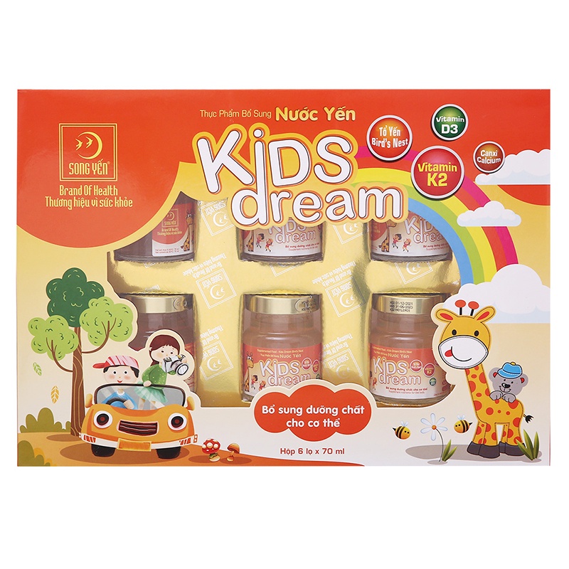 COMBO 2 Hộp Nước Yến Kids Dream dành cho trẻ - YẾN SÀO SONG YẾN (Lốc 6 Lọ x 70ml)