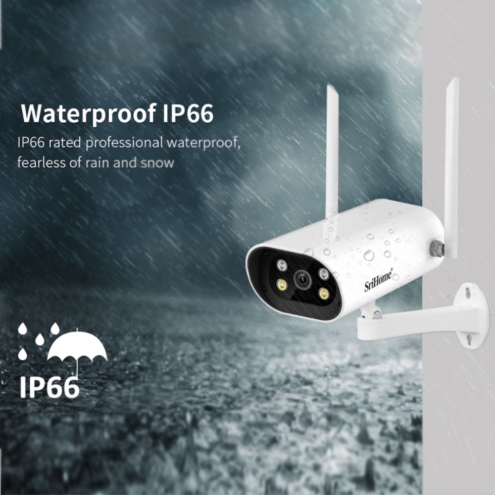 Camera ip wifi ngoài trời srihome sh037 4.0mp 2k có màu ban đêm xoay 355 độ (trắng). Bảo hành 5 năm