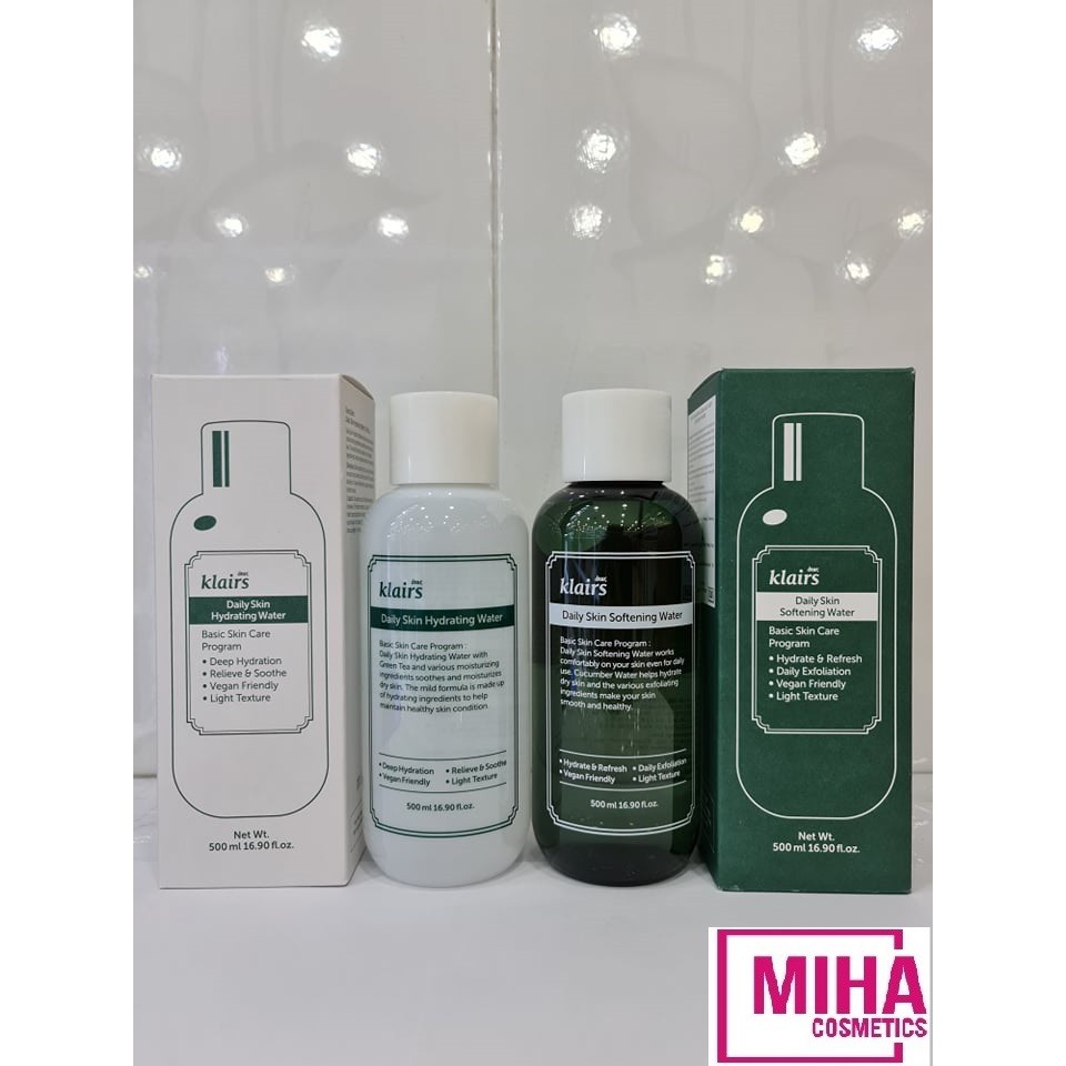 Nước Hoa Hồng DEAR KLAIRS Dưỡng Ẩm Làm Sạch Daily Skin Hydrating Water Hoặc Klairs Daily Skin Softening Water 500ml