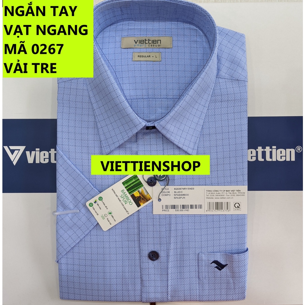 (0267 Sn) ÁO SƠ MI VIỆT TIẾN NGẮN TAY VẠT NGANG VẢI TRE