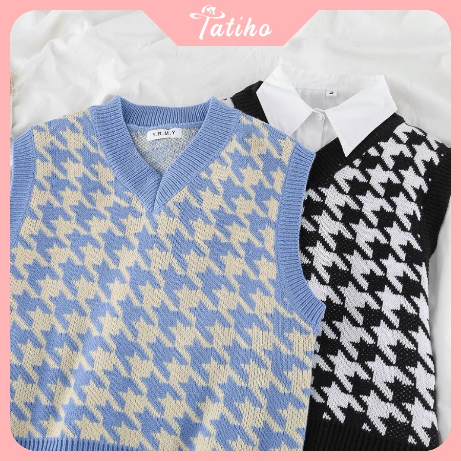 [Hàng Xịn, Giá Tốt] Áo Gile Len Trơn ( Áo Không Tay) Phong Cách Thời Trang Vintage Họa Tiết Caro Hottrend - Mã AK014