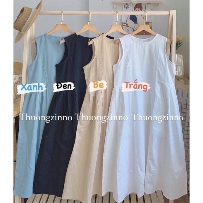 [Ảnh thật/Video] Đầm sát nách chocopie Hàn Quốc dáng dài Đầm suông Quảng Châu