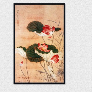 [HCM] Tranh treo tường - Tranh Canvas treo tường hoa sen đỏ - HS008