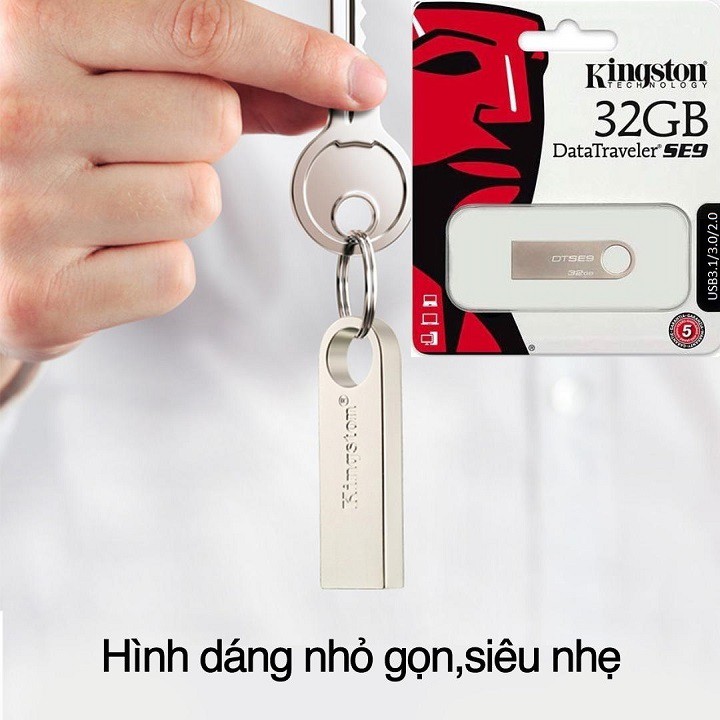 USB Kingston SE9G2 32GB – Kingston DataTraveler - Vỏ thép nguyên khối – CHÍNH HÃNG – BH 5 năm