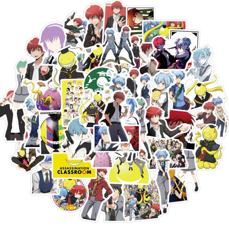 Sticker Assassination Classroom nhựa PVC không thấm nước, dán nón bảo hiểm, laptop, điện thoại, Vali, xe, Cực COOL #176