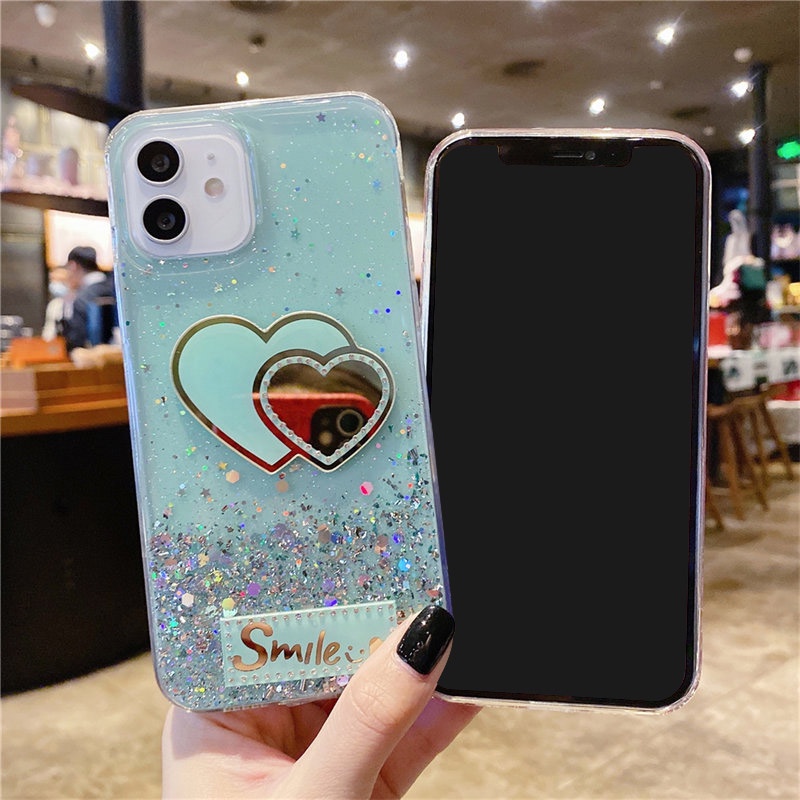 Ốp Lưng Kim Tuyến Có Gương Tròn Nhỏ Cho Điện Thoại OPPO F9 F11 F19 F17 Pro A71 A73 A93 A94 A52 A72 A92 A31 2020 A73 5G