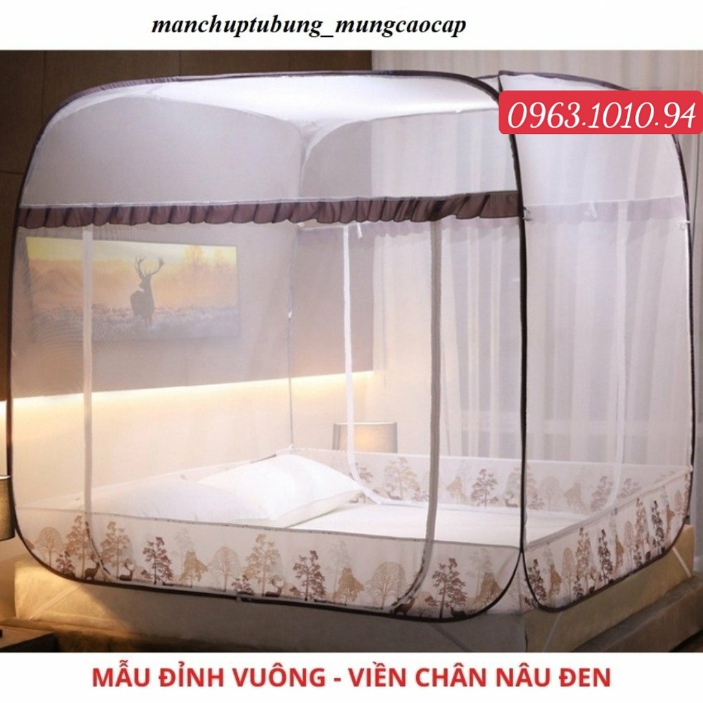 Màn chụp tự bung đỉnh rộng chống muỗi - Mùng chụp người lớn gấp gọn tiện dụng 1m2 1m6 1m8 2m2 vuông