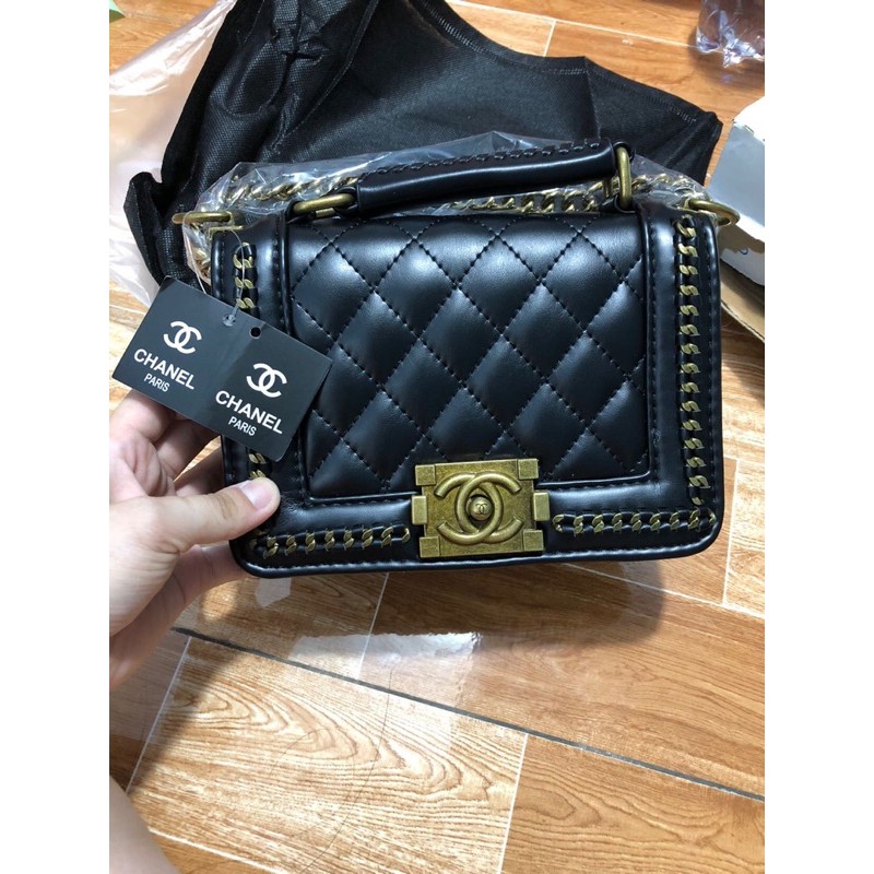 Túi Đeo Chéo Chờ Neo Boy Viền Xích Size 20 &amp; Size 25 Kèm Hộp Chanh Xả