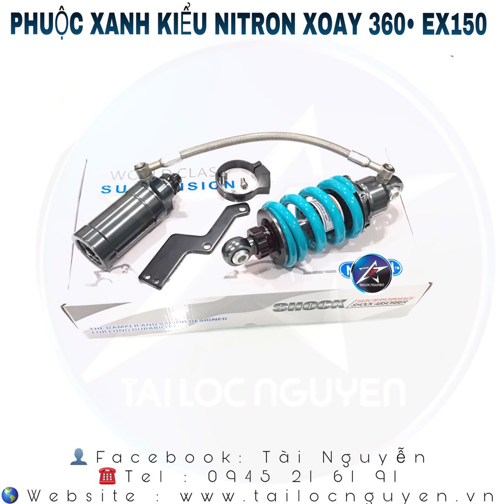 PHUỘC KIỂU XANH NITRON BÌNH DẦU XOAY 360 ĐỘ CHO EX150 - WINNER