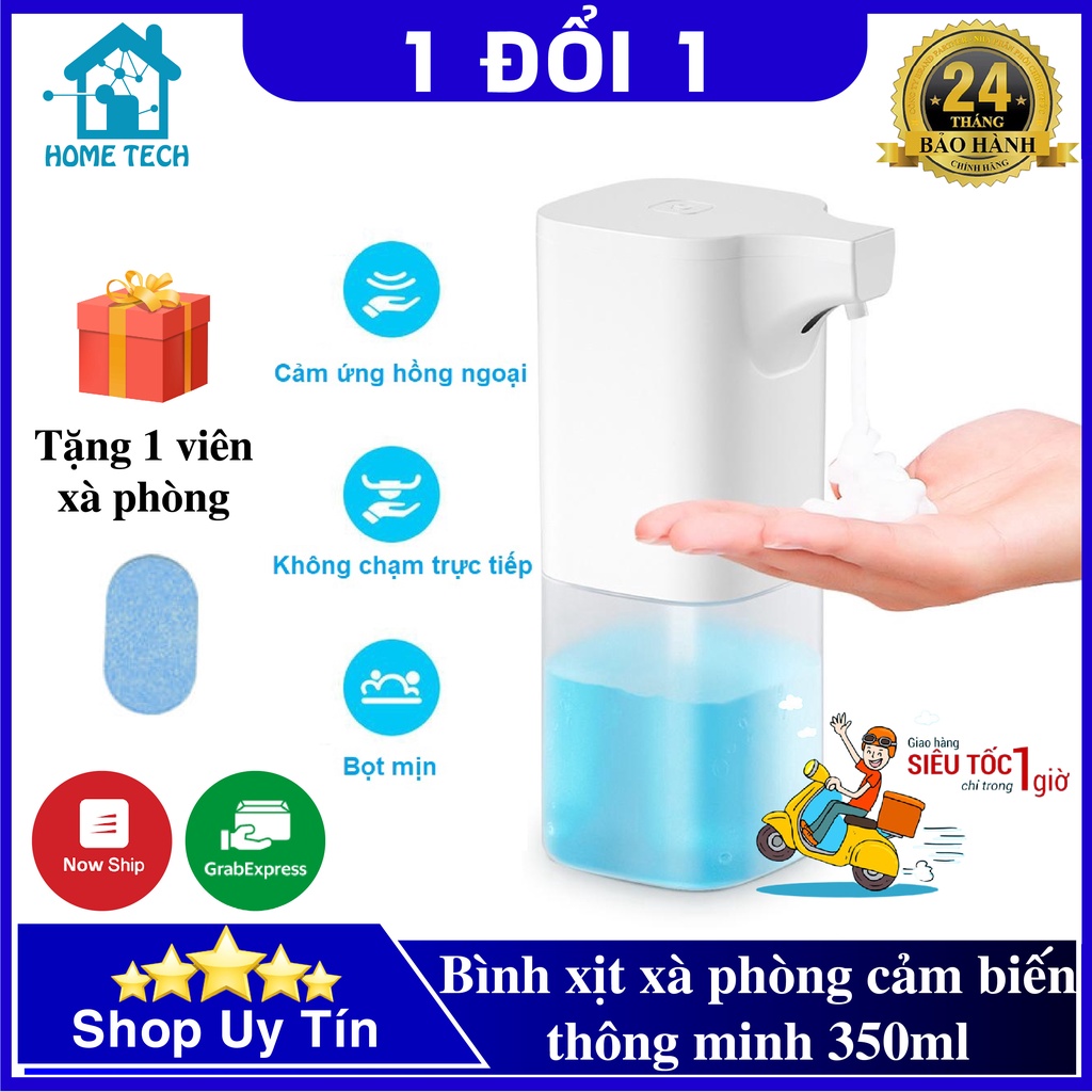 Bình xịt xà phòng rửa tay tự động - Máy lấy xà bông cảm biến hồng ngoại + Tặng 1 viên xà phòng