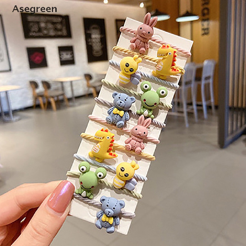 Set 10 Dây Buộc Tóc Cao Su Co Giãn Hình Hoa / Trái Cây Cho Bé Gái