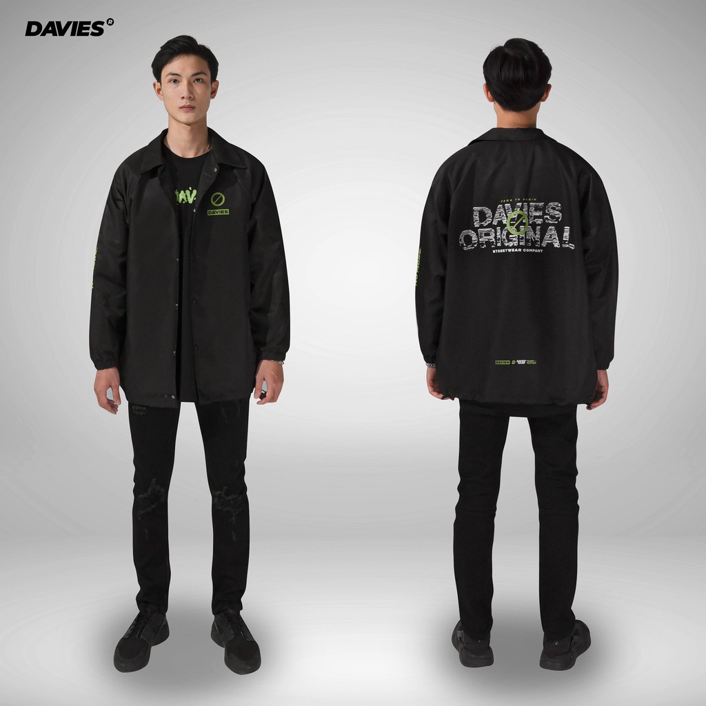 Áo khoác dù 2 lớp nam nữ DAVIES màu đen, áo khoác local brand chính hãng No More