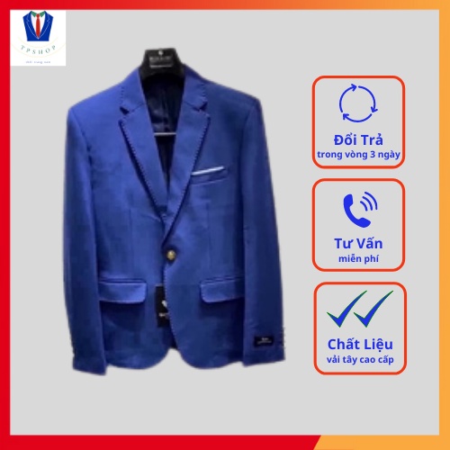 Bộ vest màu xanh cô ban cao cấp full size [Áo + Quần]