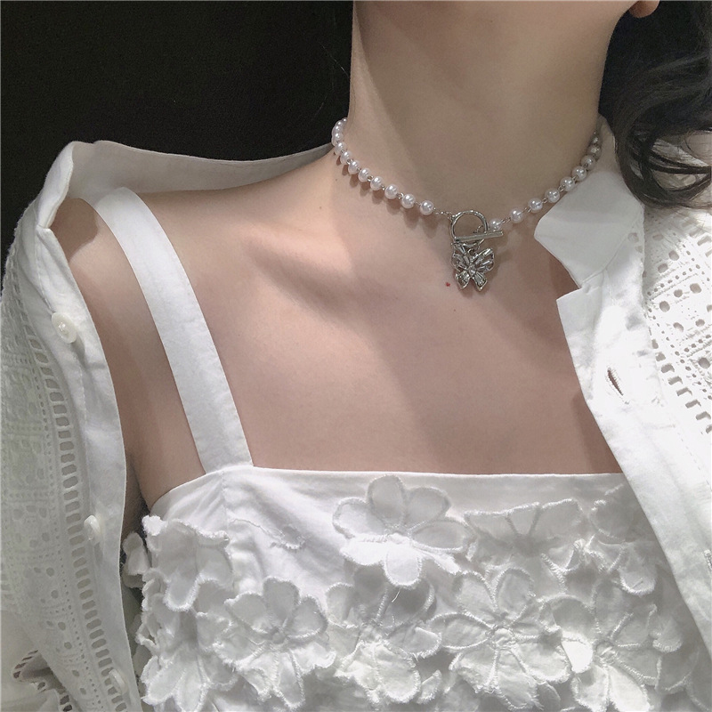 BUTTERFLY vòng cổ Hình Bướm Đính Ngọc Trai Sang Trọng Cho Nữ