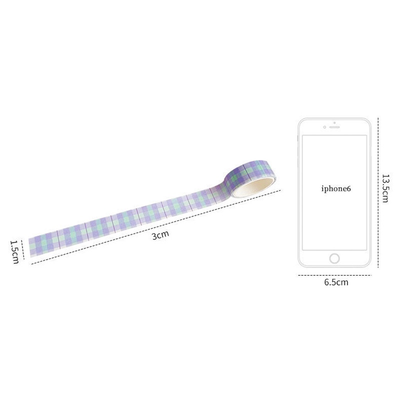 Cuộn Băng Keo Giấy Họa Tiết Sọc Caro Trang Trí Sổ Tay DIY