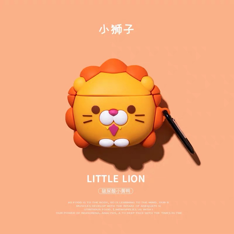 Vỏ Bảo Vệ Hộp Sạc Tai Nghe compatible AirPods3 3rd) compatible AirPods3 compatible AirPods3 Họa Tiết Sư Tử Ba Chiều Dễ Thương