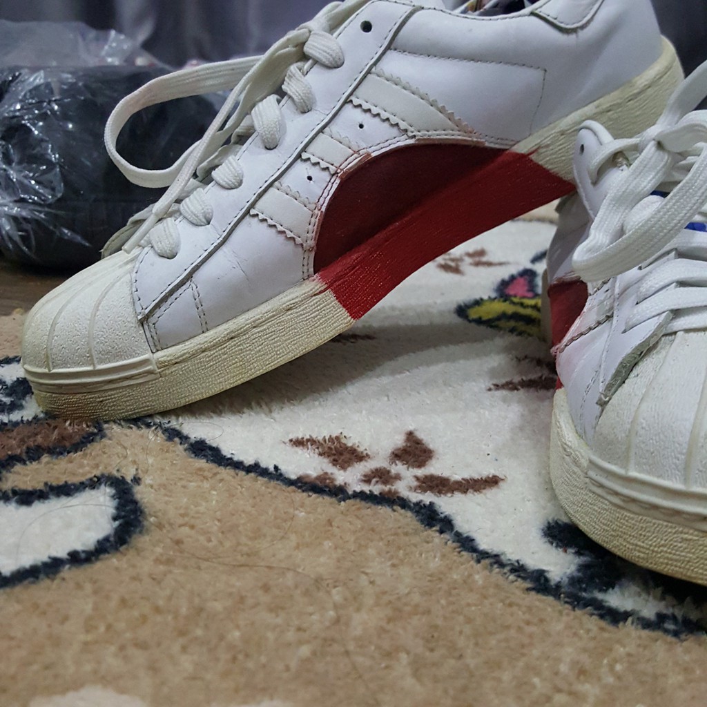 Giày adidas superstar real 2hand size 36 cond 8.5 chính hãng màu trắng đỏ