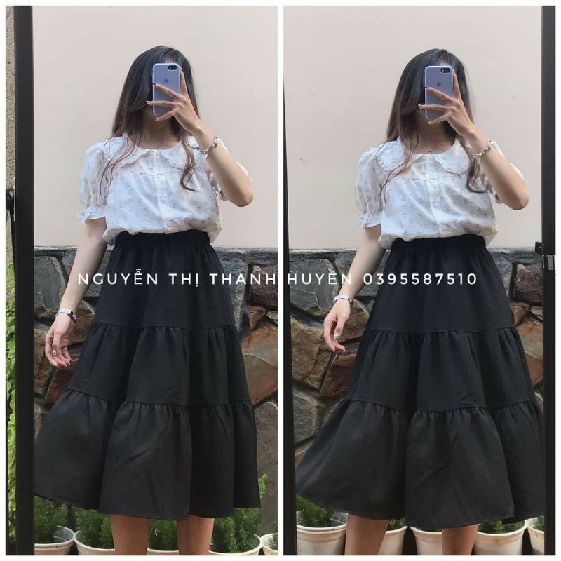 CHÂN VÁY VOAN TIỂU THƯ 3 TẦNG 2 LỚP