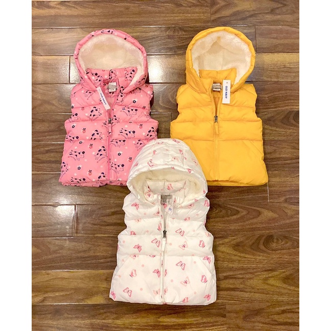 Áo phao gile mũ lông OLD NAVY dư xịn cho bé gái 12-20kg