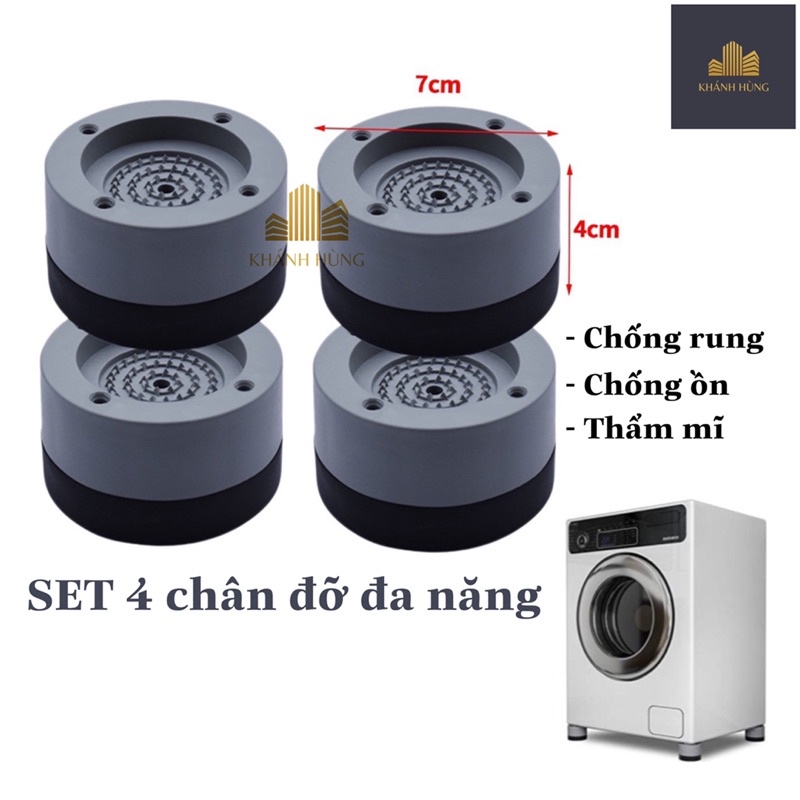 BỘ 4 CHÂN ĐỠ ĐA NĂNG MÁY GIẶT, TỦ LẠNH CHỐNG RUNG, CHỐNG ỒN