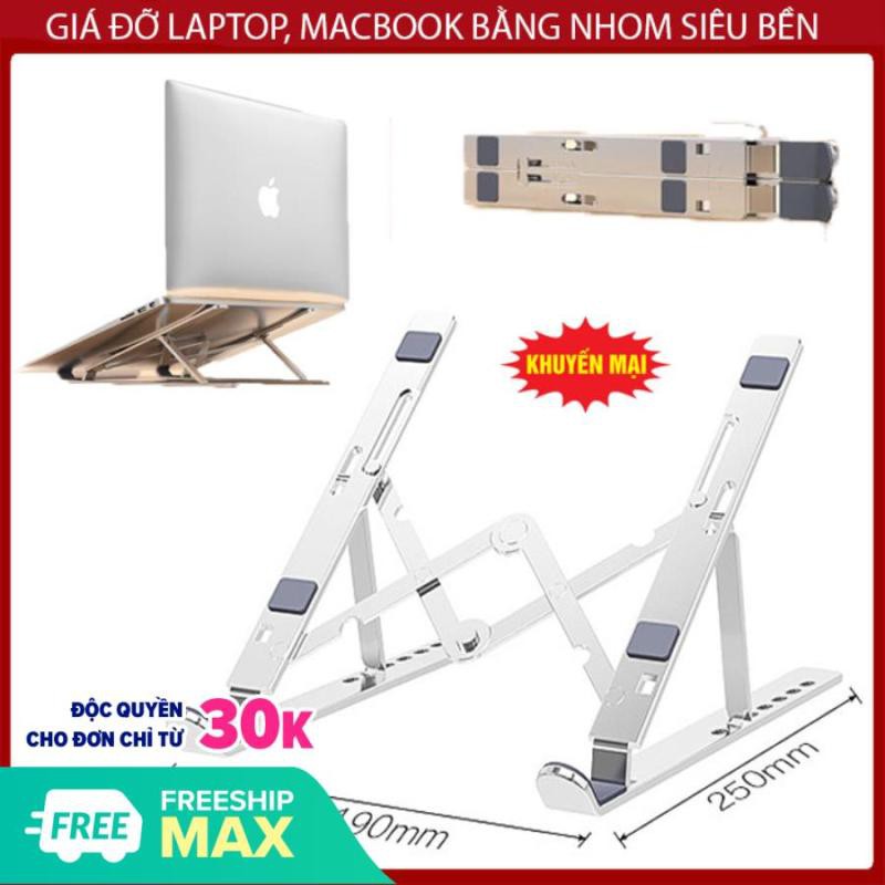 Giá đỡ laptop,macbook hợp kim nhôm nhuyên khối chỉnh 7 cấp tiện lợi,hổ trợ tản nhiệt,giá đỡ máy tính xếp gọn mang theo