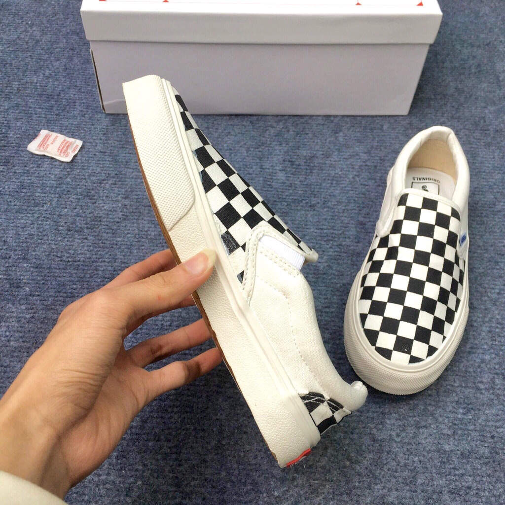 Giày 𝐕𝐀𝐍𝐒 Caro lười viền trắng, giày thể thao 𝐕𝐀𝐍𝐒 Đen Old Skool nam nữ full box bill hot nhất 2022