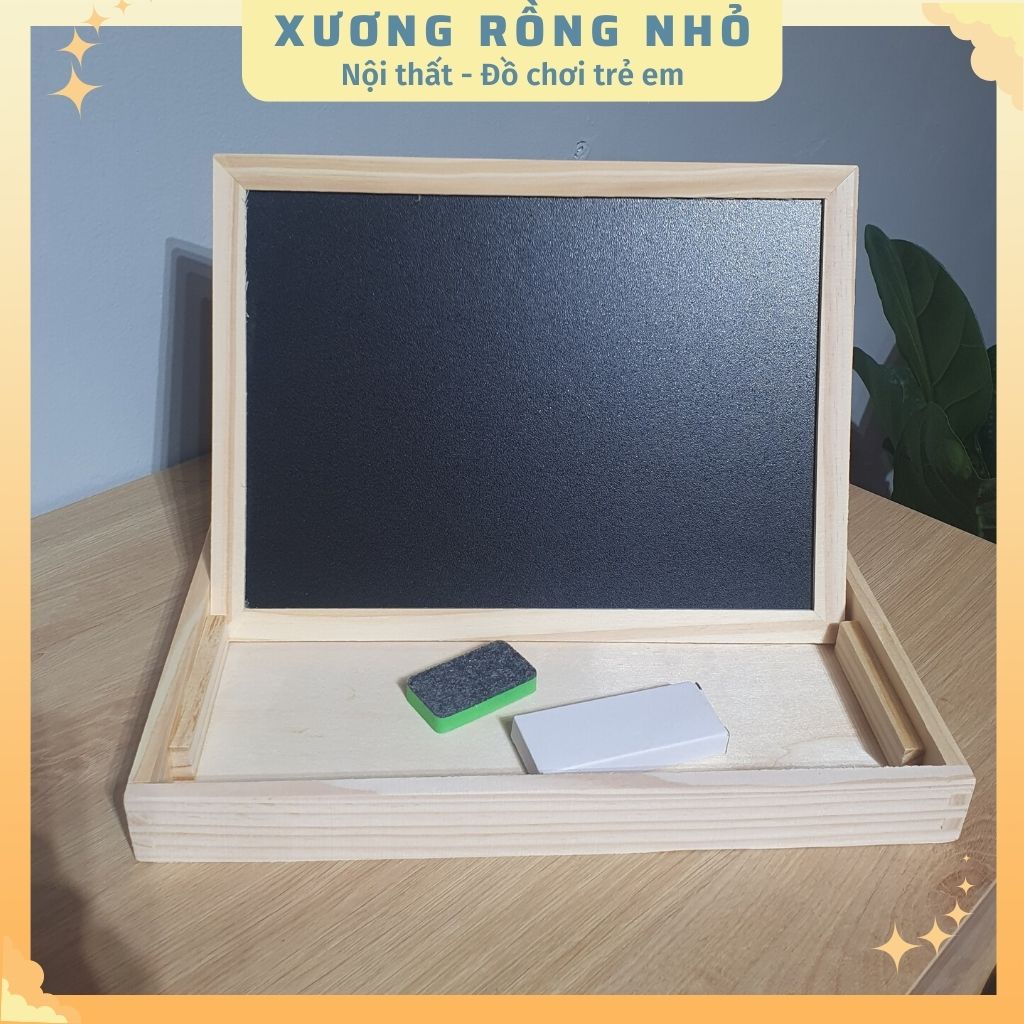 Hộp tranh ghép gỗ nam châm chủ đề động vật, bảng viết thông minh 2 mặt - Đồ chơi gỗ ghép hình sáng tạo cho bé