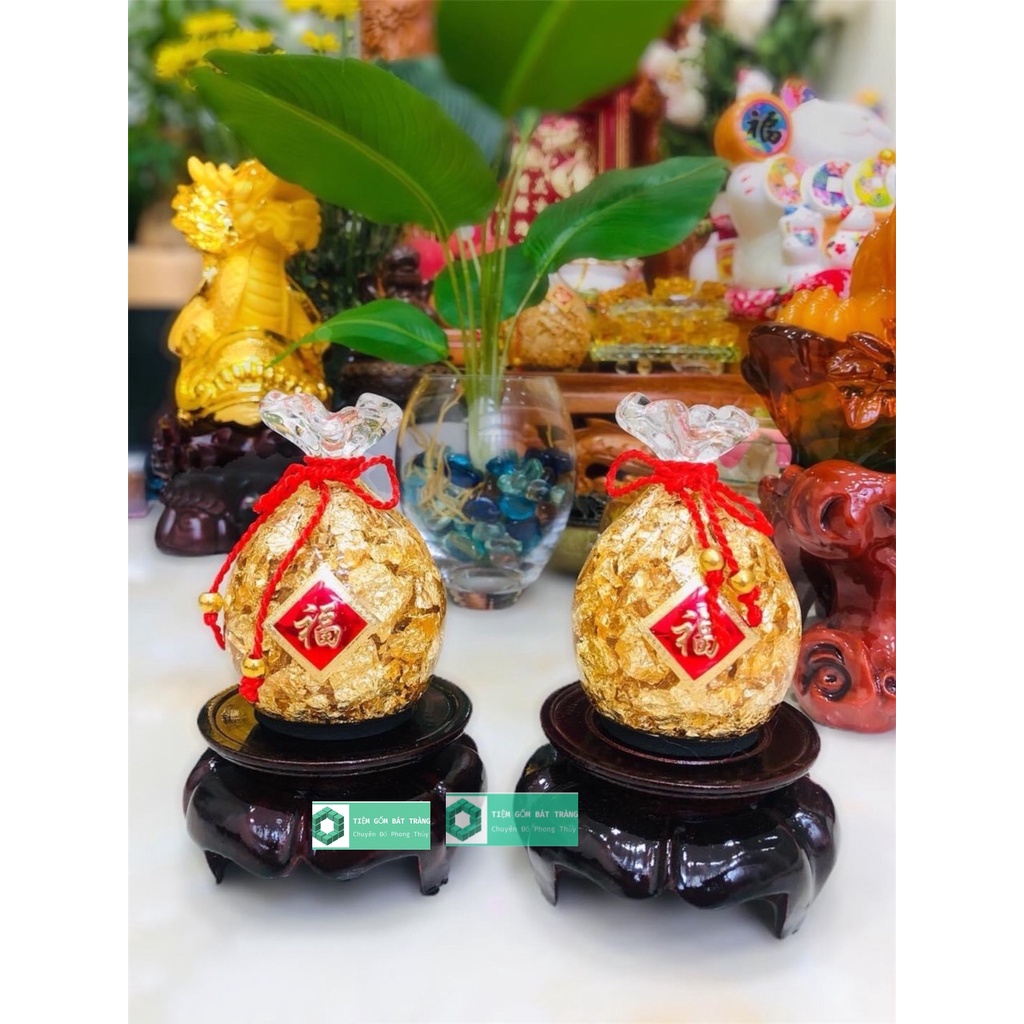 Túi Vàng +Chân Kích Tài Lộc Kèm Chân Đế