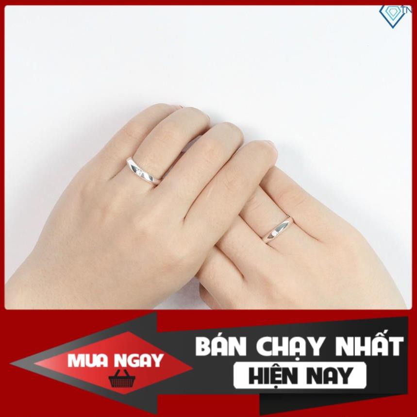 Nhẫn cặp đôi nam nữ bạc ta nguyên chất khắc tên theo yêu cầu