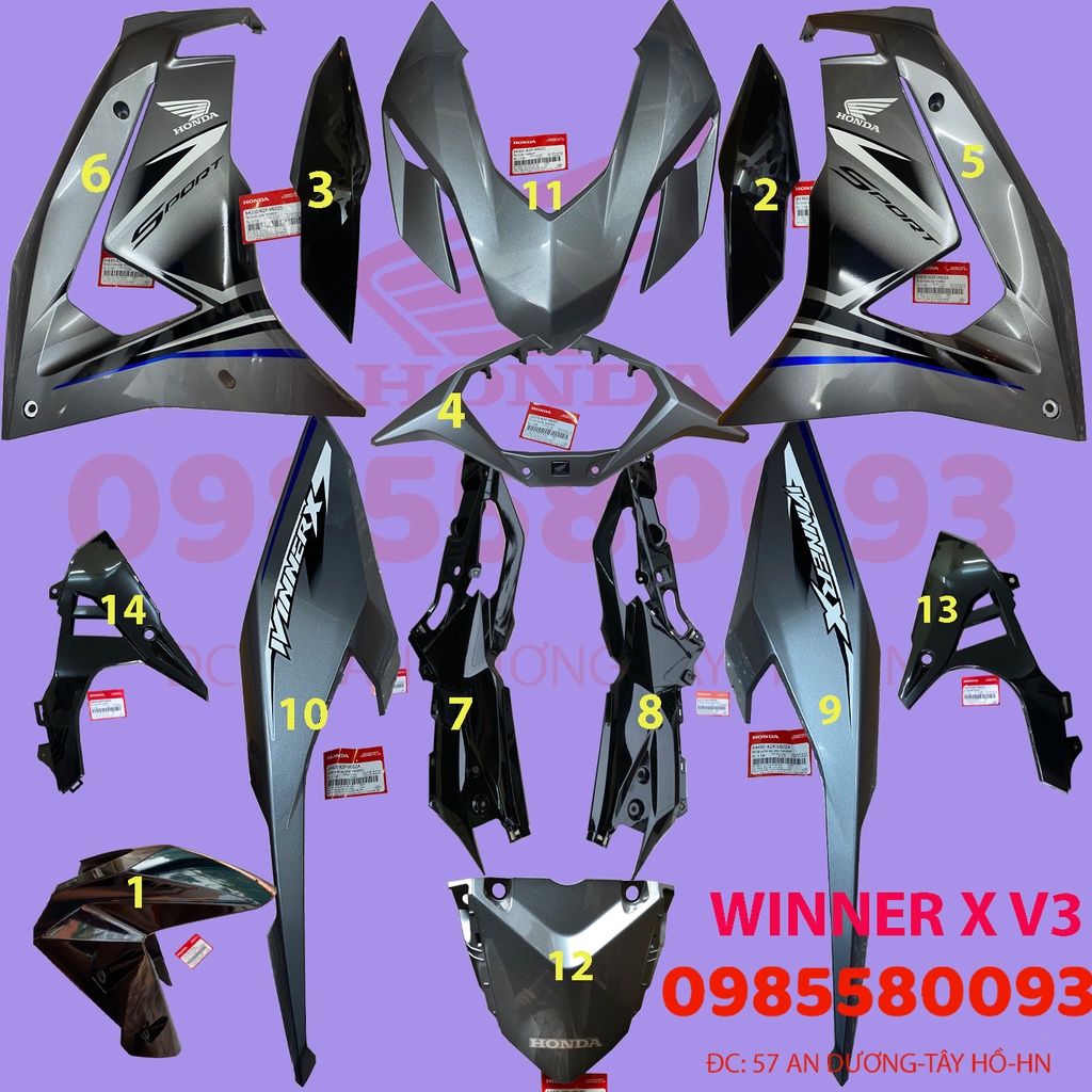 DÀN ÁO, BỘ VỎ, WINNER V3 2022 MÀU XÁM