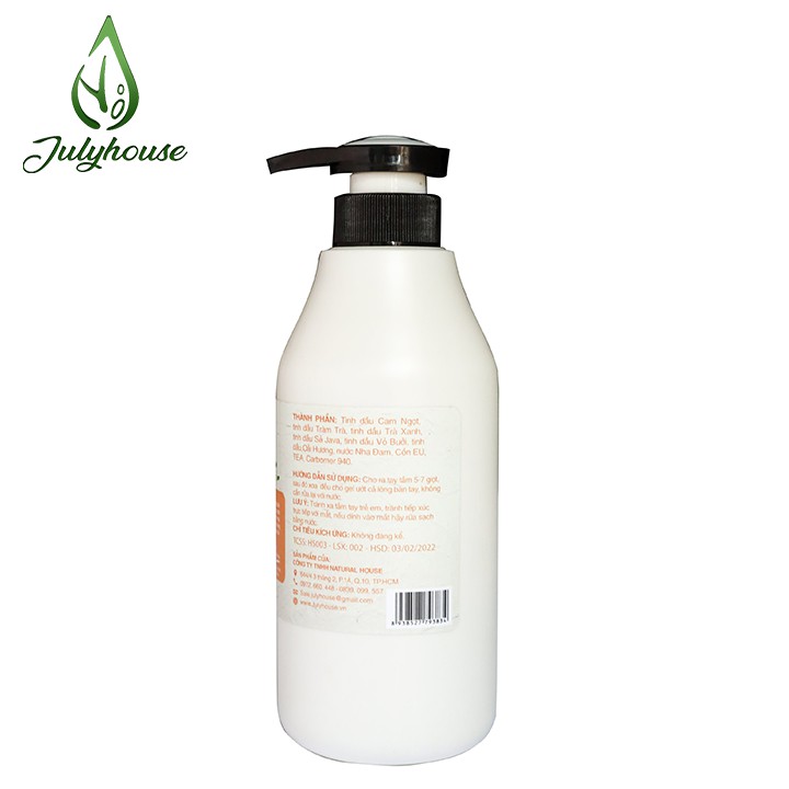 Gel Rửa Tay Khô Nha Đam chiết xuất từ Tinh Dầu Vỏ Bưởi/ Cam Ngọt 500ml JULYHOUSE (mùi ngẫu nhiên) | BigBuy360 - bigbuy360.vn